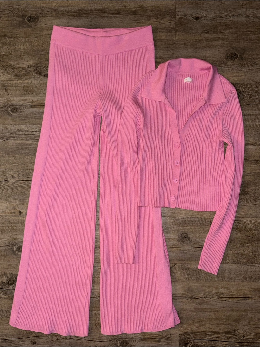 Aerie Ribbed Pink lounge set Medium